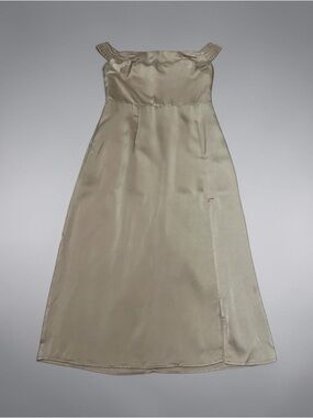 MOTF Ivory Satin Off-Shoulder Midi Dress